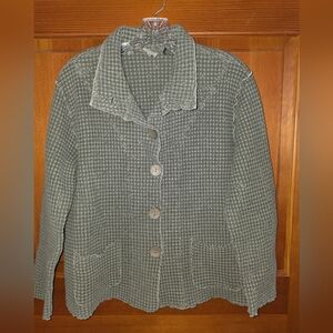 Focus Casual Life Lagenlook Jacket Waffle Knit Cardigan top Cotton  green Size S